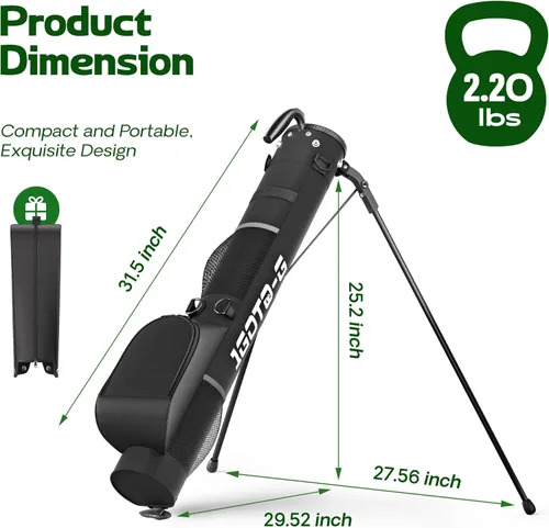 Miniatura 5 de Bolsa de golf ligera para golf, bolsa de golf Par 3 Sunday pequeña con divisores de 2 vías, correa para el hombro y múltiples bolsillos