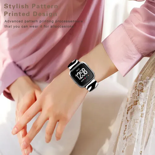 Miniatura 5 de Correas de reloj de silicona suave compatibles con Fitbit Versa 2/Versa/Fitbit Versa Lite/SE, correa de repuesto con bonito patrón floral de 0.98