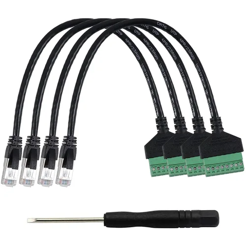 Miniatura 8 de 4 conectores hembra RJ45 a 8 pines de 1 pie de conector de terminal de tornillo, terminal de tornillo RJ45 8P8C para extensor Ethernet Cat6 Cat5 AV