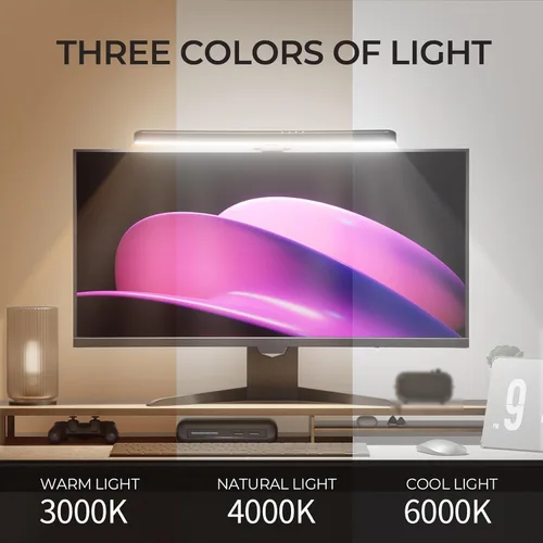 Miniatura 2 de Barra de luz para monitor curvada, retroiluminación RGB, lámpara de pantalla de computadora para cuidado de los ojos, modo de luz dual con control