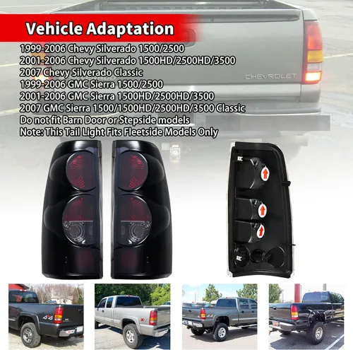 Miniatura 2 de Conjunto de luces traseras compatibles con Chevy Silverado 1500 2500 3500 1999-2006 GMC Sierra 1500 2500 3500 Lámparas de freno traseras Chevrolet