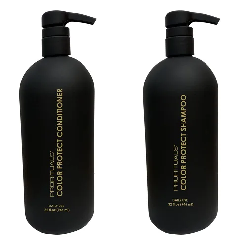 Prorituals Color Protect - Juego de champú y acondicionador de tamaño grande, protección de color para todo tipo de cabello, con aceite de coco para
