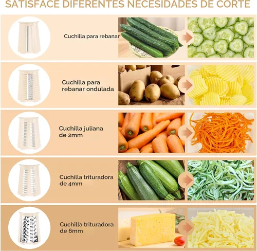 Miniatura 4 de SUSTEAS Rallador de queso rotativo con mango - Triturador de verduras con 5 cuchillas bien diseñadas y base de succión fuerte, rebanador