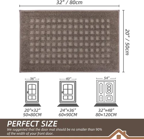 Miniatura 2 de BEQHAUSE Tapetes para puerta de 20 x 32 pulgadas, tapete antideslizante de punto gofre, de perfil bajo, resistente a la suciedad y absorbente, Marrón