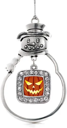 Miniatura 134 de Inspired Silver - Adorno de rodillo de reina - Adorno cuadrado de plata con muñeco de nieve con joyas de circonita cúbica