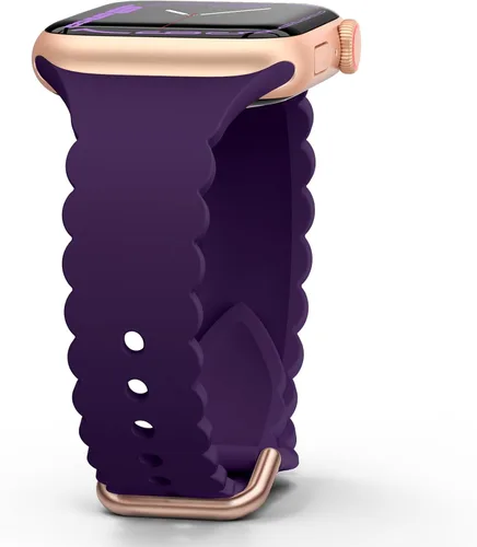 Sunnywoo - Correa deportiva de encaje de silicona compatible con Apple Watch de 38, 40, 41, 42, 44, 45, 46 y 49 mm para mujeres, correa de muñeca
