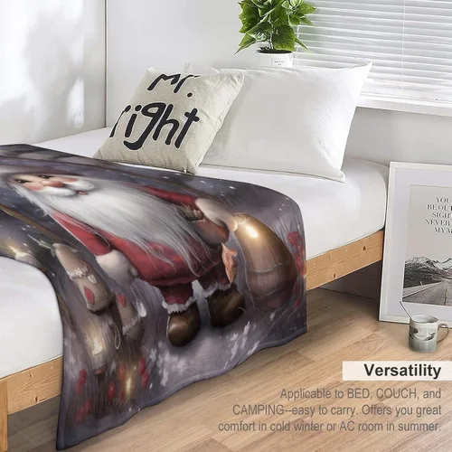 Miniatura 5 de Manta de Navidad de gnomo, manta de Navidad suave y cálida de 30 x 40 pulgadas, manta de franela cálida para cama, sofá, regalos para niños