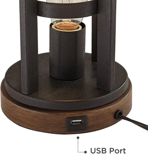 Miniatura 14 de Franklin Iron Works Lucas - Juego de 2 lámparas de mesa occidentales de 26 pulgadas de alto con puerto de carga USB y luz nocturna, pantalla LED