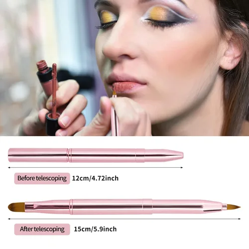 Miniatura 2 de Unaone [2 Pack] Pincel para lápiz labial, pinceles retráctiles para labios, pincel de maquillaje de doble punta para lápiz labial y brillo labial