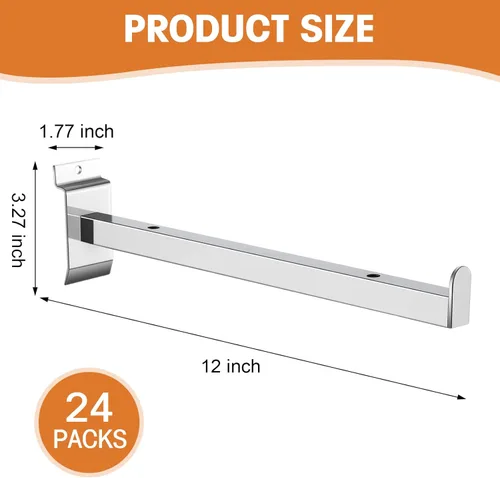 Miniatura 3 de Zonon 24 piezas de soporte de estante de pared de 12 pulgadas, estantes de pared de listones resistentes, ganchos de exhibición, accesorios
