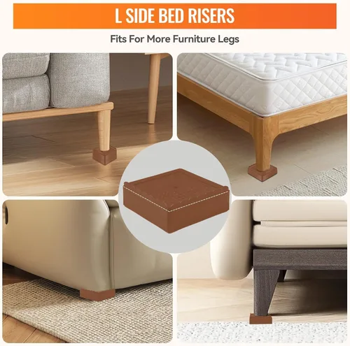 Miniatura 4 de shouwuhho Elevadores de muebles, paquete de 4 elevadores de cama con agarre antideslizante y soporte resistente, elevación de 1 pulgada, 2 pulgadas