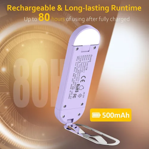 Miniatura 7 de Akomid Luz recargable USB para leer en la cama, 8 LED estilo marcador con clip, modo de luz ámbar cuidado de los ojos para niños, bloqueo de luz