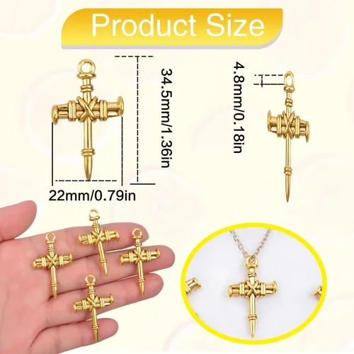 Miniatura 2 de 50 dijes de cruz de aleación religiosa cristiana Jesús Crucifijo Crucifijo, suministros de manualidades para manualidades, collares, pulseras