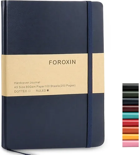 Miniatura 27 de Cuaderno de diario en blanco, negro, 160 páginas, tamaño mediano de 8.3 x 5.7 pulgadas, papel grueso de 3.53 oz/m², tapa dura