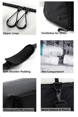 Miniatura 3 de Fitgriff Bolsa de gimnasio V2 para hombres y mujeres con compartimento para zapatos y artículos húmedos, bolsa de lona para viajes, deportes