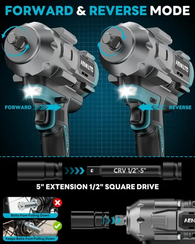 Miniatura 7 de Llave de impacto inalámbrica para batería Makita de 18 V, 1500 Nm (1106 pies-libras) pistola de impacto sin escobillas de 1/2 pulgada, luz