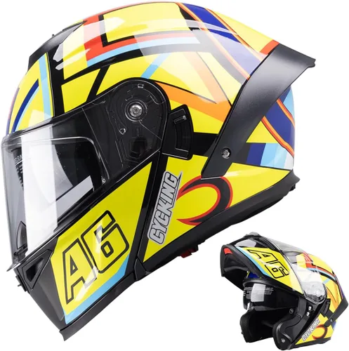 Miniatura 17 de Modular Motorcycle Helmet, Flip Up Full Face Helmet with Dual Visor & Smoked Sunshield, DOT Approved Street Bike Helmet for Men & Women, Quick