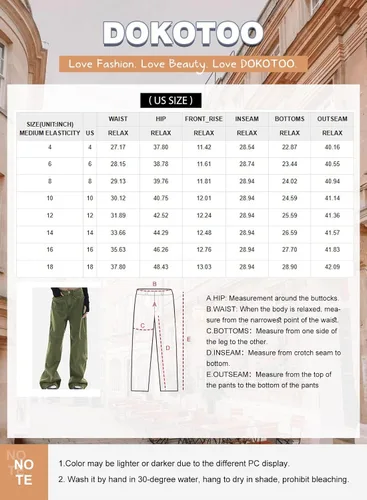 Miniatura 5 de Dokotoo Pantalones cargo para mujer, holgados, de pierna ancha, cintura alta, pantalones casuales de jean elásticos