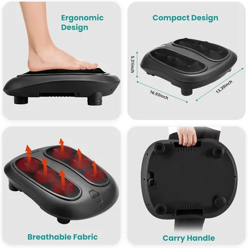 Miniatura 9 de Nekteck Masajeador de pies con calor, Máquina masajeadora de pies eléctrica Shiatsu con calor y amasado para neuropatía, fascitis plantar, masaje