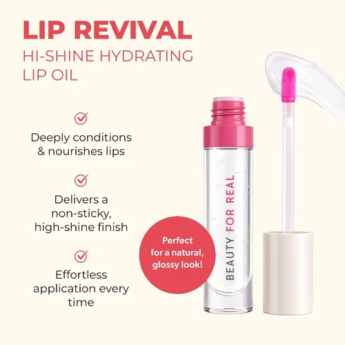 Miniatura 2 de Beauty For Real Lip Revival Hi-Shine - Aceite hidratante para labios, estrella brillante (transparente), ligero, antiadherente, acabado brillante