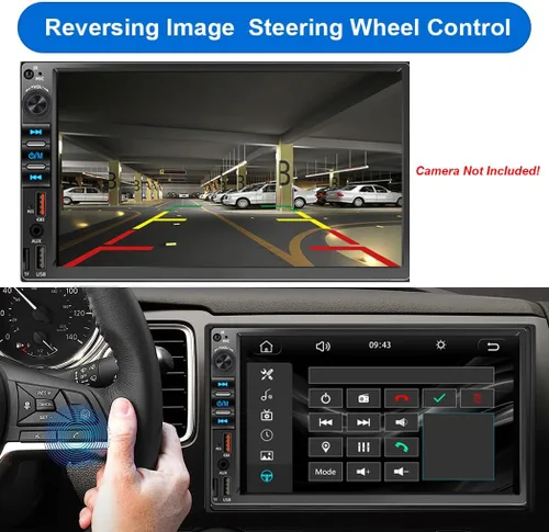 Miniatura 5 de Estéreo de auto de doble DIN de 7 pulgadas para Carplay inalámbrico y Android Auto, audio de coche con pantalla táctil HD de 1024 x 600, enlace