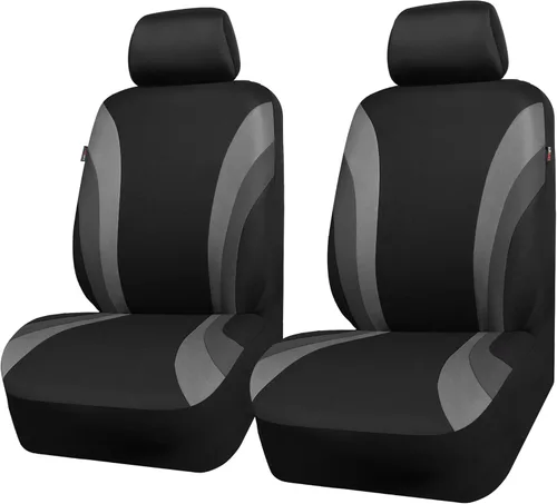 Car Pass - Fundas de asiento delanteros deportivas Line Rider, fundas para asientos de auto grises solo para dos asientos delanteros, compatibles