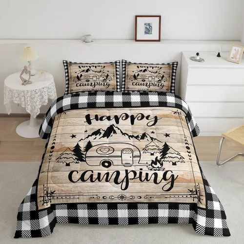 Miniatura 23 de Erosebridal Juego de ropa de cama de oso marrón, juego de edredón de animales de safari en el bosque, acuarela con relleno de edredón de vida