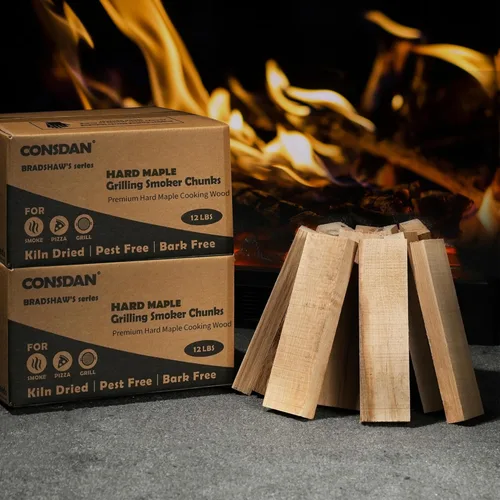 Miniatura 12 de CONSDAN Astillas de madera de nogal para ahumador y barbacoa, cultivadas en Estados Unidos, secadas al horno, trozos de madera natural (12 libras)