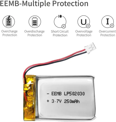 Miniatura 4 de EEMB Batería de polímero de litio 3.7 V 250 mAh 502030 Lipo Batería recargable con conector JST de cable para VXI Blue Parrott - Confirma