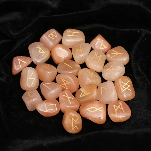 Miniatura 9 de Crocon Juego de piedras de runa oplaita con alfabeto Futhark de élder, símbolo grabado para generador de energía, equilibrio de chakras, protección