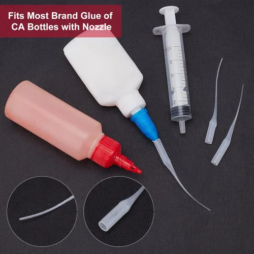 Miniatura 6 de PH PandaHall Puntas de pegamento, 100 piezas de pegamento de plástico micro puntas extensor blanco aplicador de precisión para modelo de botella