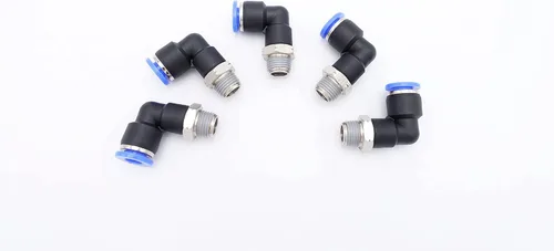 Miniatura 37 de Empuje para Conectar Accessorio 1/8" Tubo OD x 1/8" Rosca Macho NPT, Codo Neumático Macho de Aire y Agua de 90 Grados Giratorio Empuje Rápido