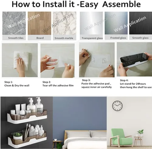 Miniatura 7 de MRPAPA Organizador de baño, organizador de ducha, paquete de 2 estantes de baño montados en la pared, organización y almacenamiento de baño, soporte