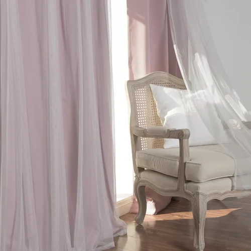 Miniatura 3 de Best Home Fashion Mix and Match - Juego de 4 cortinas de tul transparente y opacas, con ojales de acero inoxidable y níquel Rosa empolvado