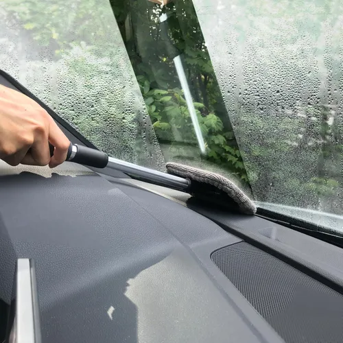Miniatura 4 de POLYTE - Herramienta de limpieza de vidrio giratoria para parabrisas, mango de aluminio extensible con 3 cubiertas de microfibra de calidad prémium