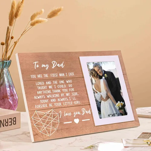 Miniatura 5 de NZY Regalo para el padre de la novia, marco de madera para foto de 6 x 4 pulgadas, regalo de agradecimiento de boda, regalo de despedida de soltera