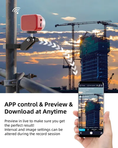 Miniatura 3 de ATLI T100 Lite Time Lapse Cámara 1080P HDR Profesional WiFi APP Control Manual Focus Timelapse Cámara de vídeo para plantas de construcción de Rojo