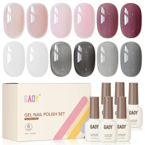 Miniatura 17 de GAOY Berry Collection - Esmalte de uñas en gel, color rosa intenso, borgoña, rojo, cereza y magenta, kit de esmalte de uñas para manicura de salón