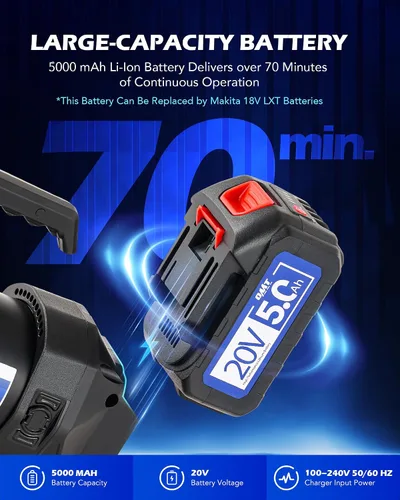 Miniatura 4 de Orion Motor Tech Bomba de vacío HVAC inalámbrica de iones de litio, bomba de vacío de 3 cfm, bomba de vacío de CA automotriz alimentada por batería