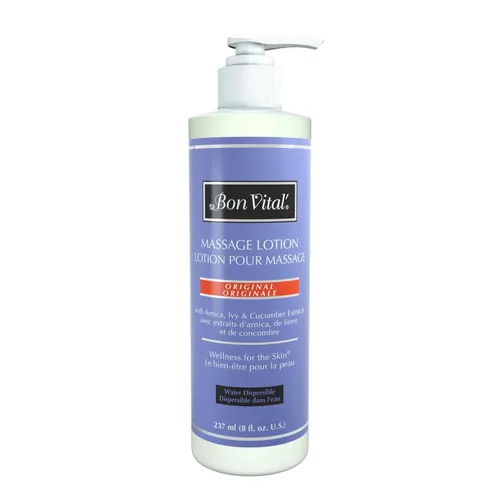 Bon Vital Loción de masaje original, 8 onzas, fórmula ligera, no grasa para terapia de masaje, hidrata y nutre la piel seca, ideal para clínicas,