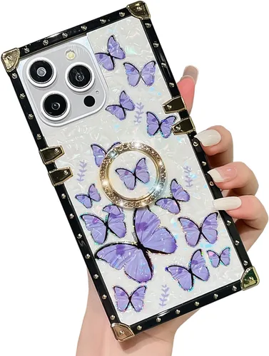 Miniatura 65 de Bonita funda compatible con Samsung Galaxy S22 Ultra, soporte plegable de lujo con diseño de mariposa brillante para mujeres y niñas, funda Blanco
