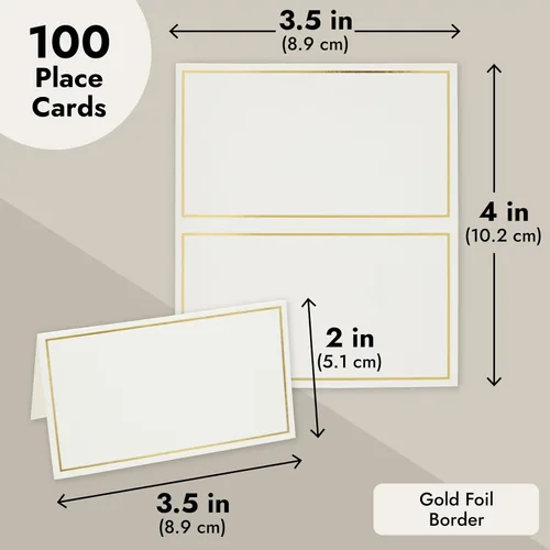 Miniatura 7 de Best Paper Greetings Tarjetas de lugar para mesa – 3.5 x 2 pulgadas plegadas, paquete de 100, blanco y dorado – Tarjetas de nombre de boda para mesa