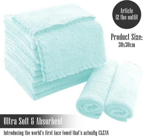 Miniatura 2 de TENSTARS Juego de 12 paños de alta calidad, secado rápido, microfibra suave, terciopelo coral, altamente absorbente, uso multiusos, para baño, spa