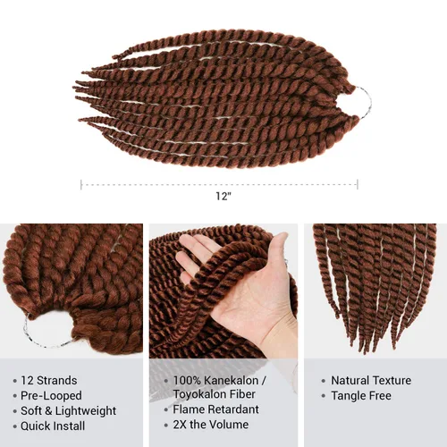 Miniatura 3 de Trenzas de ganchillo de pelo sintético auténtico doble Jumbo Senegalese Twist 12" (30)