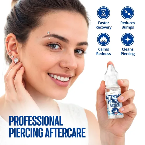 Miniatura 2 de BodyJ4You Gotas para el cuidado posterior de piercings, solución salina, eliminación natural de protuberancias queloides, limpiador de perforación