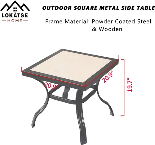 Miniatura 2 de LOKATSE Mecedora para patio, al aire libre, juego con mesa de café Caqui / negro