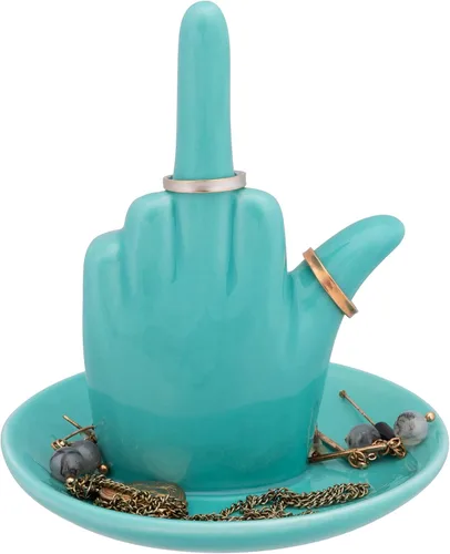Miniatura 2 de Stephanie Imports Bandeja de cerámica turquesa para anillo de joyería de dedo medio