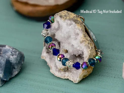 Miniatura 8 de Pulsera elástica de alerta médica, pulsera de identificación médica de repuesto intercambiable, etiqueta de identificación no incluida, cristales