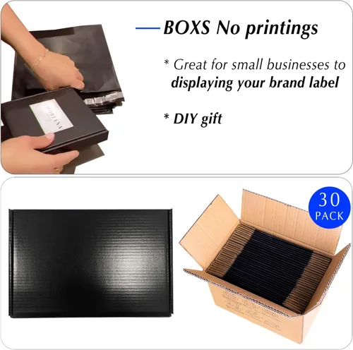 Miniatura 6 de Cajas de cartón negro de 4 x 4 x 2, paquete de 30 cajas de envío pequeñas para correo de pequeñas empresas, embalaje corrugado