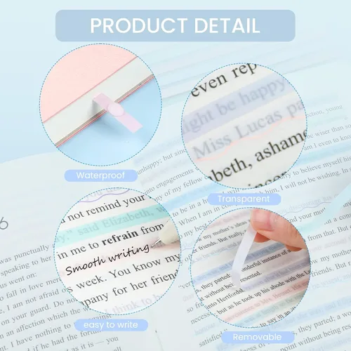 Miniatura 3 de NEWEST 960 tiras de resaltador transparentes para leer, pestañas de resaltador extraíbles degradadas para anotar libros, notas adhesivas de página